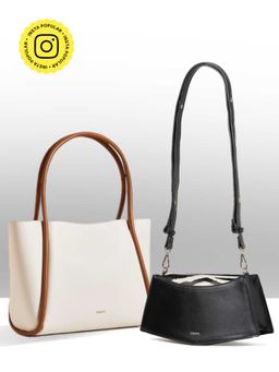 THESTO - White Tube Tote Bag and Black You Crossbody Bag (Set of 2) (XL)