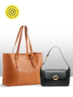 THESTO - Classic Handle Tote and The Rebel Handbag - Brown (XL)