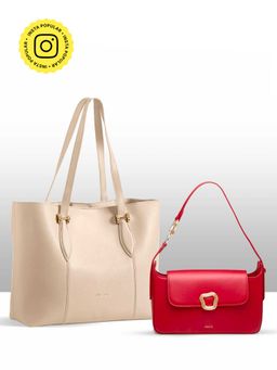 THESTO - Classic Handle Tote and The Rebel Handbag - White (XL)
