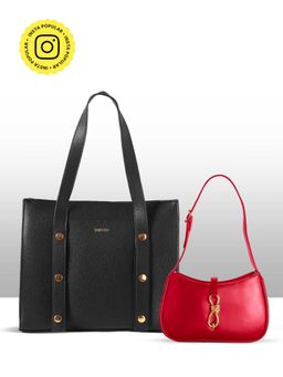THESTO - Tich Button Tote and Diva Shoulder Bag - Black (XL)