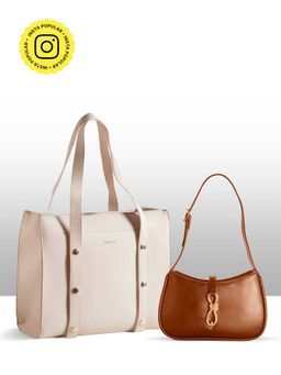 THESTO - Tich Button Tote and Diva Shoulder Bag - White (XL)
