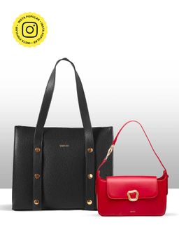 THESTO - Tich Button Tote and The Rebel Handbag - Black (XL)