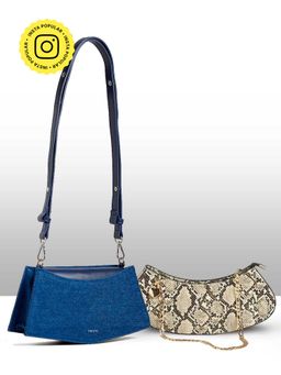 THESTO - Croc Heart Padlock Shoulder and Blue You Crossbody Bag (M)