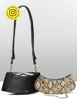 THESTO - Croc Heart Padlock Shoulder and Black You Crossbody Bag (M)