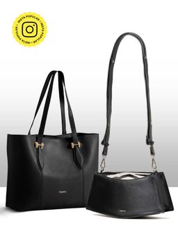 THESTO - Black Classic Handle Tote and Black You Crossbody Bag (XL)