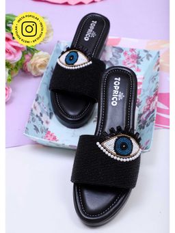 Toprico - Evil Eye Beads Embroidered Black Heels
