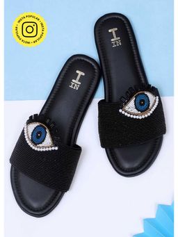 Toprico - Evil Eye Beads Embroidered Black Flat