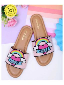 Toprico - Good Vibes Beads Embroidered Pink Flat