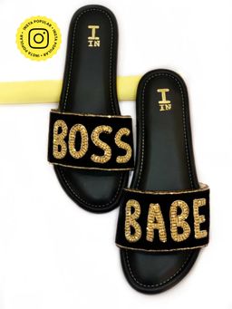 Toprico - Boss Babe Beads Embellished Black Flats