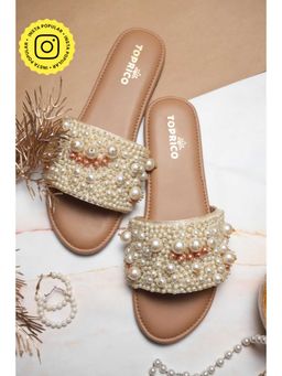 Toprico - Pearl Heaven Beads Embellished Beige Flat