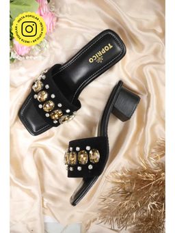 Toprico - Crystal Rings Embellished Black Heels
