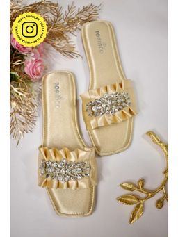 Toprico - Satin Sparkle Embellished Gold Flat