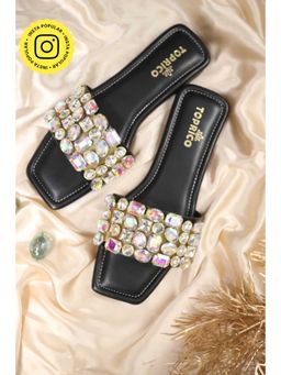 Toprico - Holo Crystals Embellished Black Flat