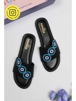 Toprico - Mystic Eye Beads Embroidered Black Flat