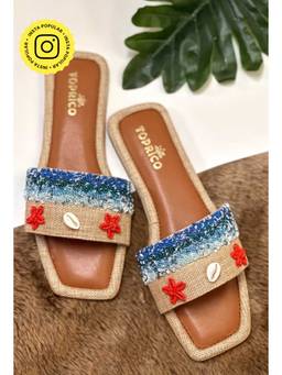 Toprico - Sea Sand Jute Beads Embroidered Tan Flat