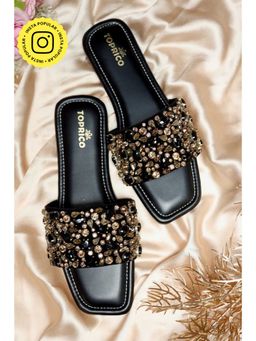 Toprico - Drip Diamond Embellished Black Flat