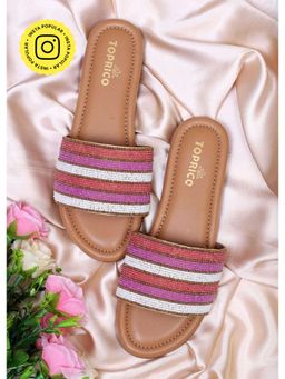 Toprico - Monochrome Vibes Beads Embroidred Pink Flat