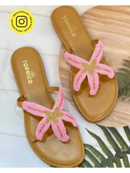 Toprico - Starfish Beads Embroidered Pink Flats