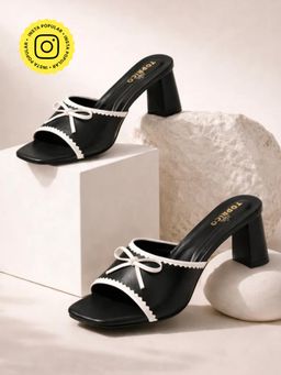 Toprico - Bow Black Sandal Heels
