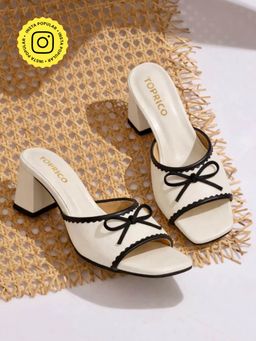 Toprico - Bow White Sandal Heels