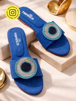 Toprico - Evil Eye Aura Blue Open Toe Flats