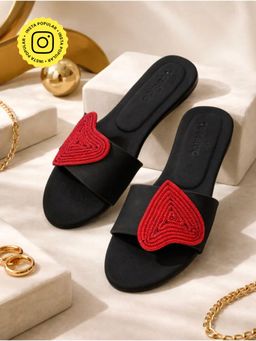 Toprico - Aura Hearts Black Open Toe Flats