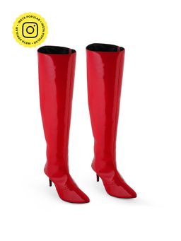 Zori World - Mirchi-solid Red Over The Knee Boots
