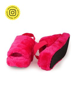 Zori World - Dream -solid Pink Faux Fur Sandals