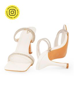 Zori World - Dazzle - Embellished White Adjustable Crystal Strap Heels