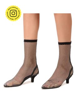 Zori World - Glitz -embellished Black Ankle Boots With Kitten Heels