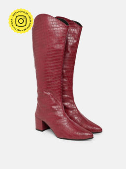 Zori World - Women Dezire - Croc Patent Maroon Casual Boots