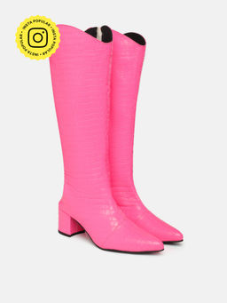 Zori World - Women Dezire - Croc Patent Pink Casual Boots