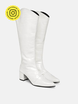 Zori World - Women Dezire - Croc Patent White Casual Boots