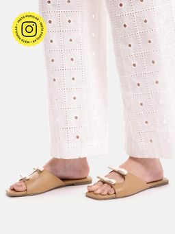 Zori World - Mocha - Tan With Bow Flats