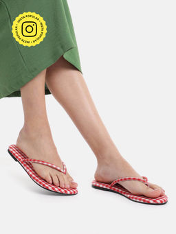 Zori World - Hawaii - Checkered Red Flats