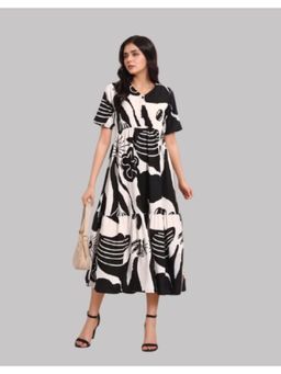 Twenty Dresses by Nykaa Fashion - Black Print Fit & Flare Midi Dress