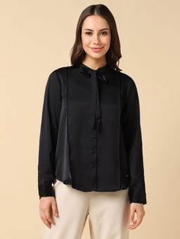 Allen Solly - Women Black Solid Full Sleeves Regular Fit Formal Shirt