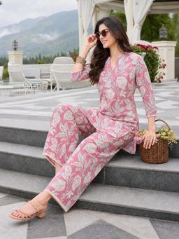 Shaily - Pink Printed Pure Flex Cotton Kurta with Pant