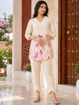 Shaily - Pink Floral Printed Pure Flex Cotton Co-Ord Set
