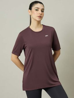 Dida - Women Brown Poly Round Neck T-Shirt