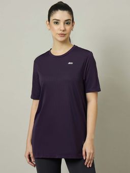Dida - Women Purple Poly Round Neck T-Shirt