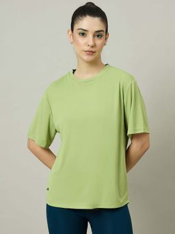Dida - Women Green Poly Round Neck T-Shirt