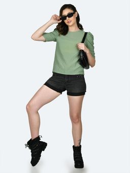 Zink London - Womens Green Solid Top