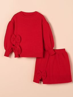 Hopscotch - 2-Pc Sculptural Bow Sweater with Skirt