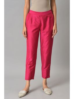 W - Pink Solid Slim Pant