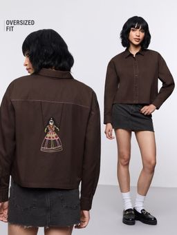The Souled Store - Women Brown TSS Originals: Kathputli Oversized Shirt
