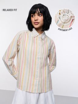 The Souled Store - Women Stripe Multi-Color Picnic Relaxed Shirt