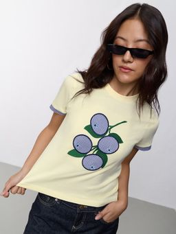 The Souled Store - TSS Originals: Blueberry Women Yellow Regular T-Shirt