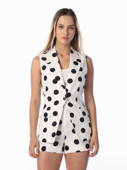 ONLY - Women White Polka Dots Regular Fit Coat