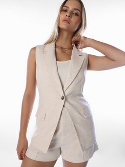 ONLY - Women Beige Solid Regular Fit Coat